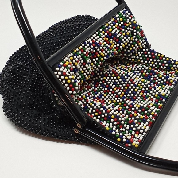 Vintage 1980's Boho Beaded Reversible Retro Handbag - Picture 9 of 14